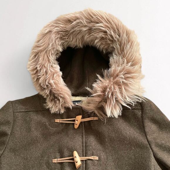 J Crew Wool Duffle Toggle Coat Parka S Shearling Fur Insulated Heritage Green - Picture 5 of 12